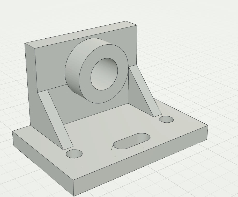 The bracket as imported: one grey solid with no feature history.